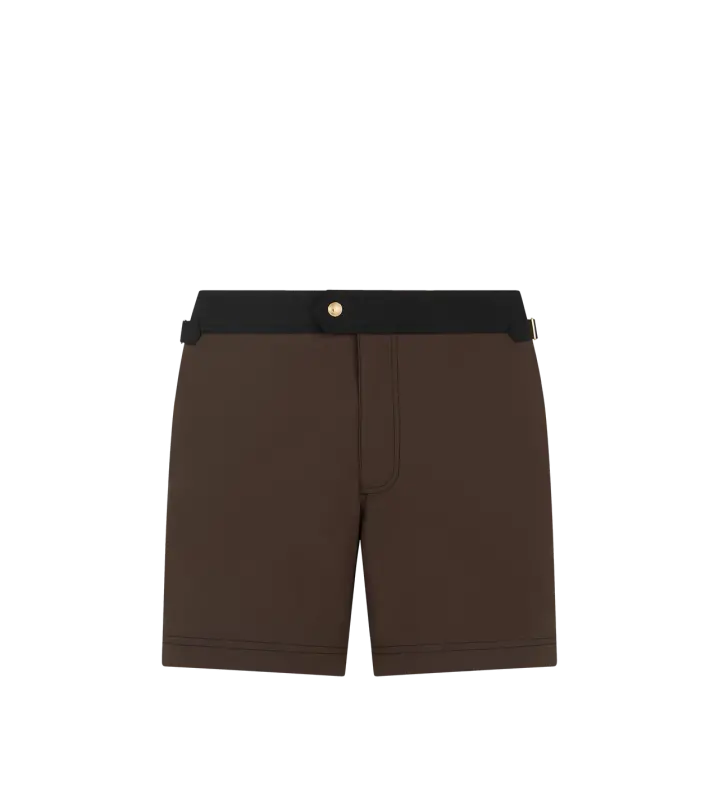 CONTRAST NYLON SWIM SHORT DARK BROWN BLACK online